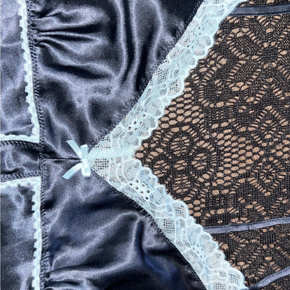 Elegant Lace Lingerie with Blue Accents